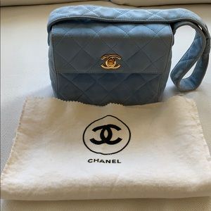 Vintage Chanel light blue handbag